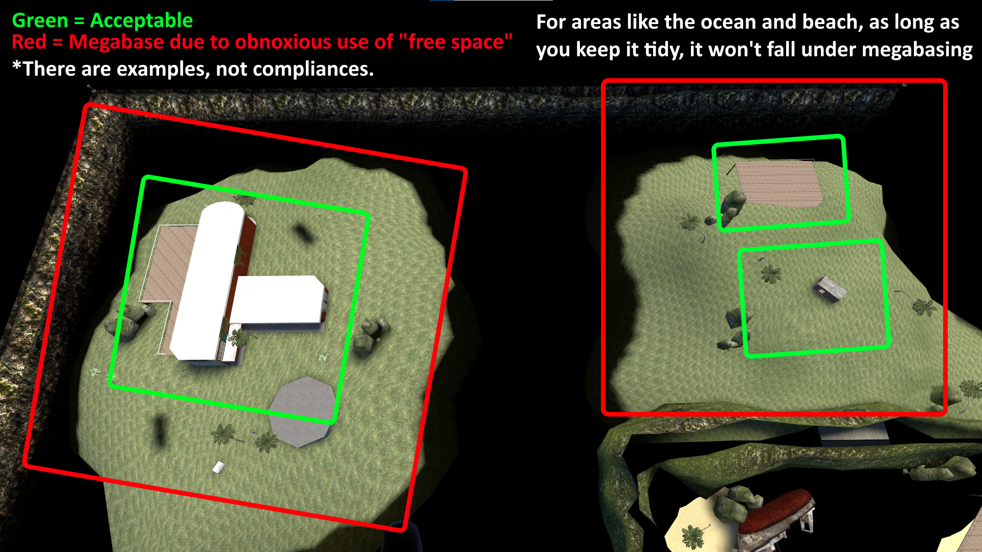 Examples of taking up excessive areas of the map